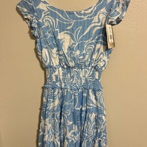NWT Lily Rose Blue and Ivory Floral Dress